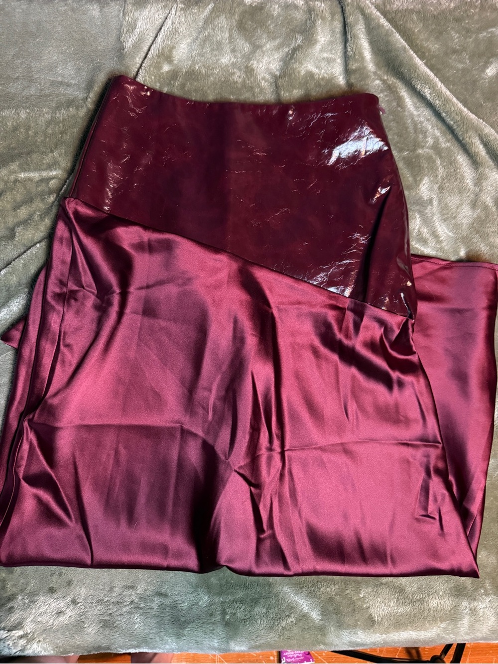Commense Two-Tone Maxi Skirt in Deep Burgundy